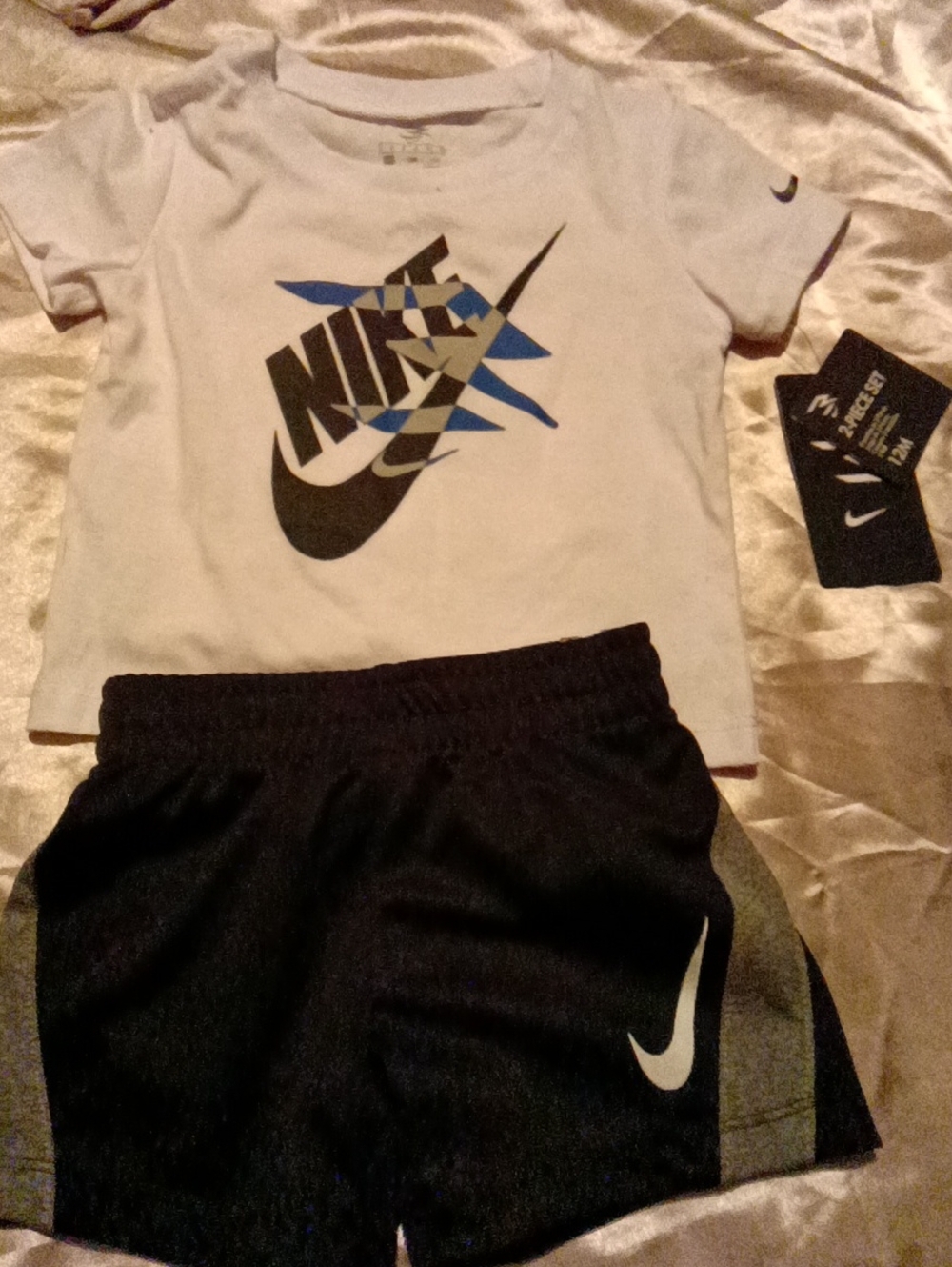 Nike White Tee and Black Shorts Kids Matching Set
